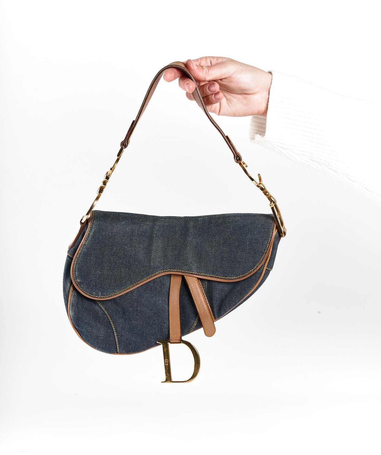 Christian Dior Blue Denim Saddle Bag GHW - Cap N Wrap
