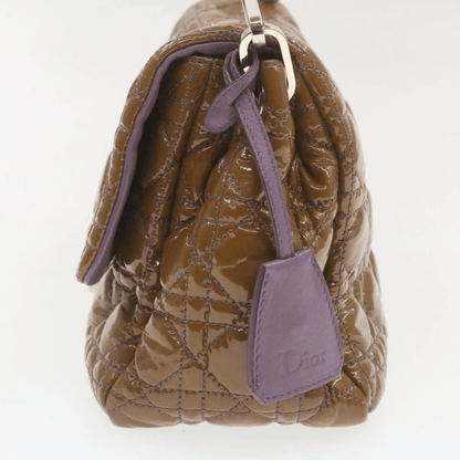 CHRISTIAN DIOR Canage Shoulder Bag Patent Leather Brown Auth rd1612 - Cap N Wrap
