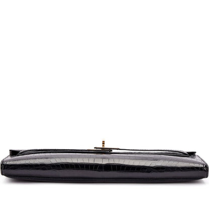 Black Shiny Porosus Crocodile Kelly Cut Gold Hardware, 2015