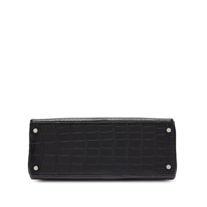 Black Matte Niloticus Crocodile and Bleu Colvert Verso HSS Retourne Kelly 28 Brushed Palladium Hardware, 2016