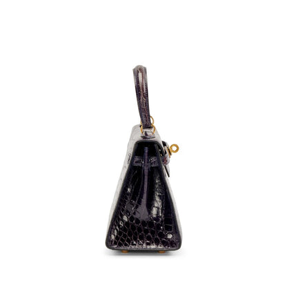 Vintage Bleu Sapphire Shiny alligator Mini Kelly 20 Gold Hardware, 1993