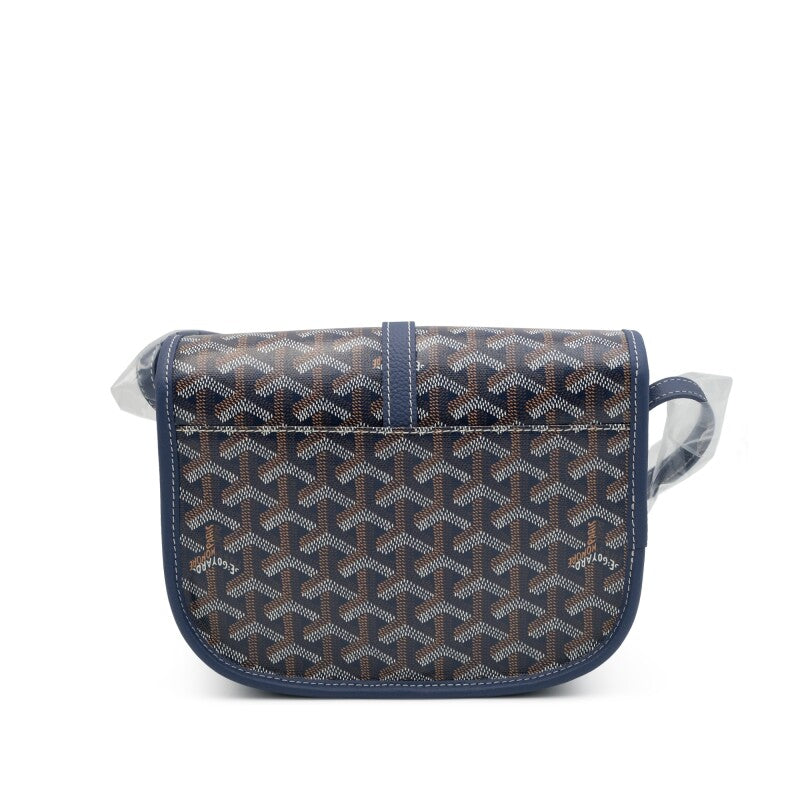 Navy Blue Goyardine Canvas and Decize Taurillon Belvedere PM Bag Silver Hardware