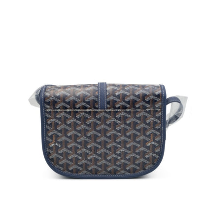 Navy Blue Goyardine Canvas and Decize Taurillon Belvedere PM Bag Silver Hardware