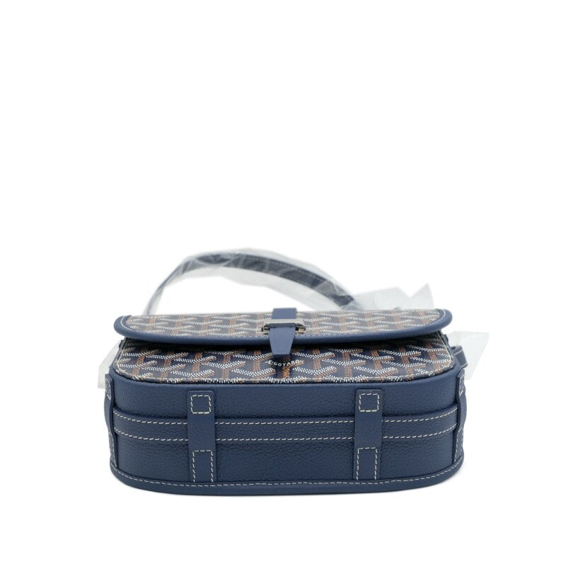 Navy Blue Goyardine Canvas and Decize Taurillon Belvedere PM Bag Silver Hardware