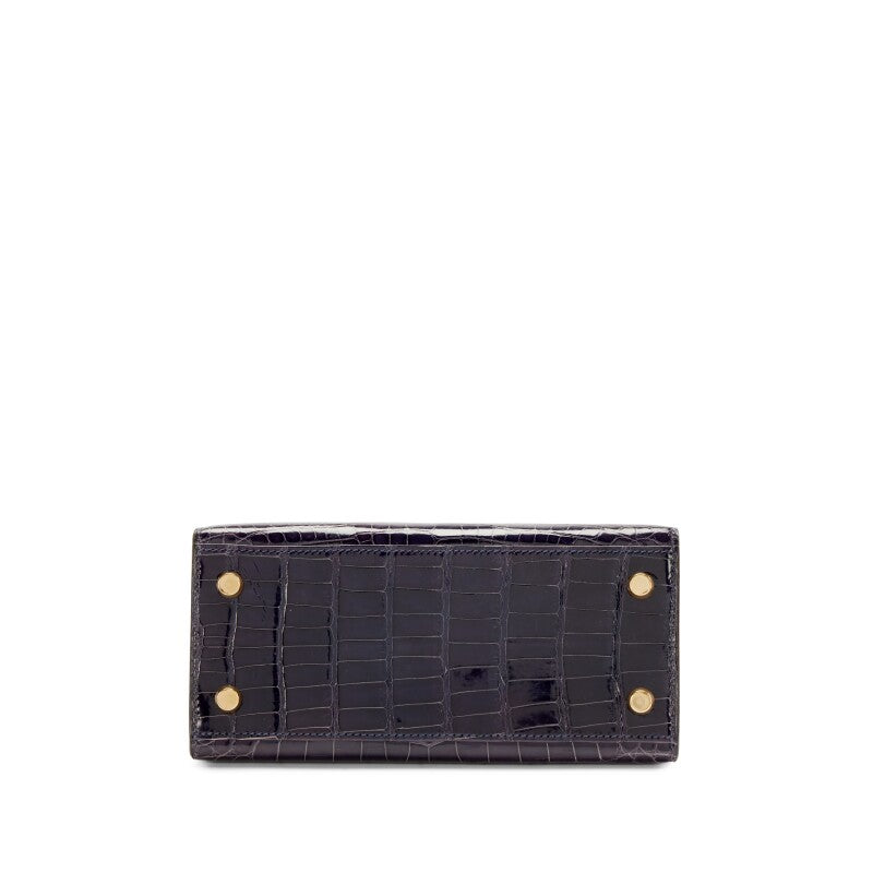 Vintage Bleu Sapphire Shiny alligator Mini Kelly 20 Gold Hardware, 1993