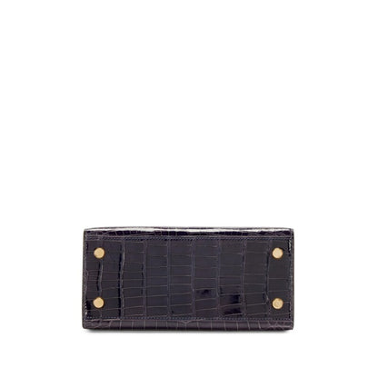 Vintage Bleu Sapphire Shiny alligator Mini Kelly 20 Gold Hardware, 1993