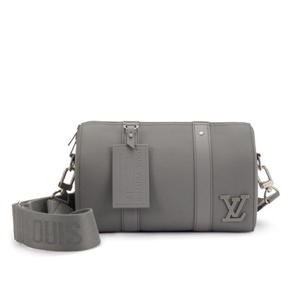 Virgil Abloh Gray Aerogram Leather City Keepall Silver Hardware, 2021-2022