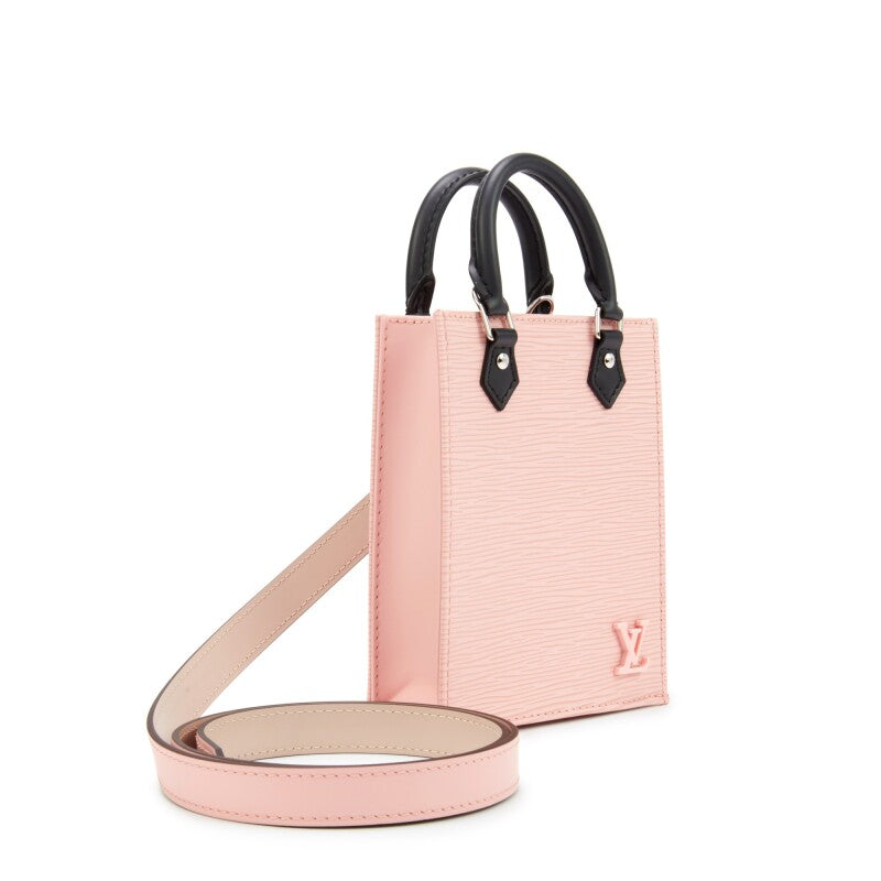 Rose Ballerine and Black Epi Petite Sac Plat Silver Hardware, 2020