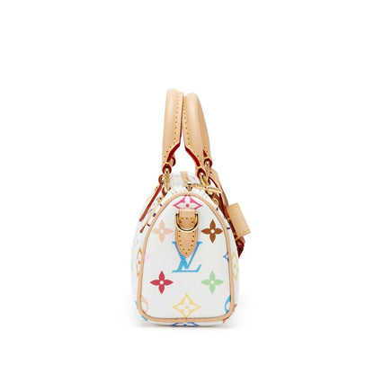 Takashi Murakami White Multicolore Monogram Coated Canvas Nano Speedy Gold Hardware, 2025