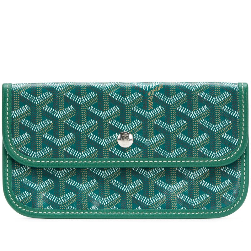 Green Goyardine Canvas Saint Louis Pouch Wallet