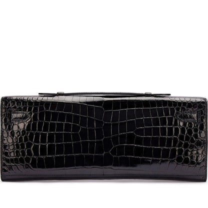 Black Shiny Porosus Crocodile Kelly Cut Gold Hardware, 2015