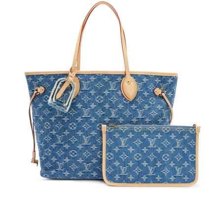 Blue Monogram Denim Neo Neverfull MM Gold Hardware, 2025