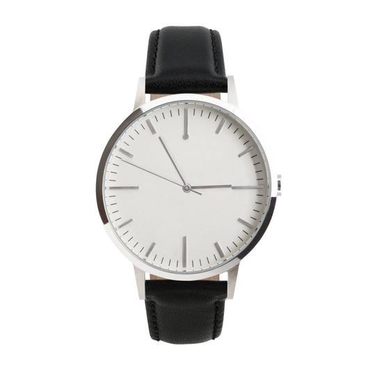 T4208 | Silver & Black Watch