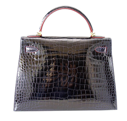 Hermès Crocodile Kelly Blue Marine Bag