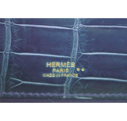 Hermès Kelly Cut Bag Blue Colvert Crocodile
