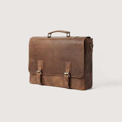 Vintage Tan Leather Messenger Bag with Classic Carry Design - Fold Peaks